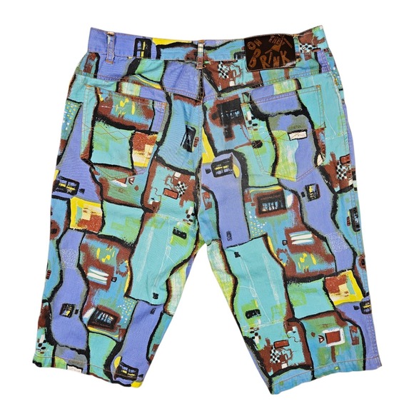 On The Brink Now Explosion Mens 38 Shorts Abstract Skater Button Fly Measures 34 - Picture 4 of 7